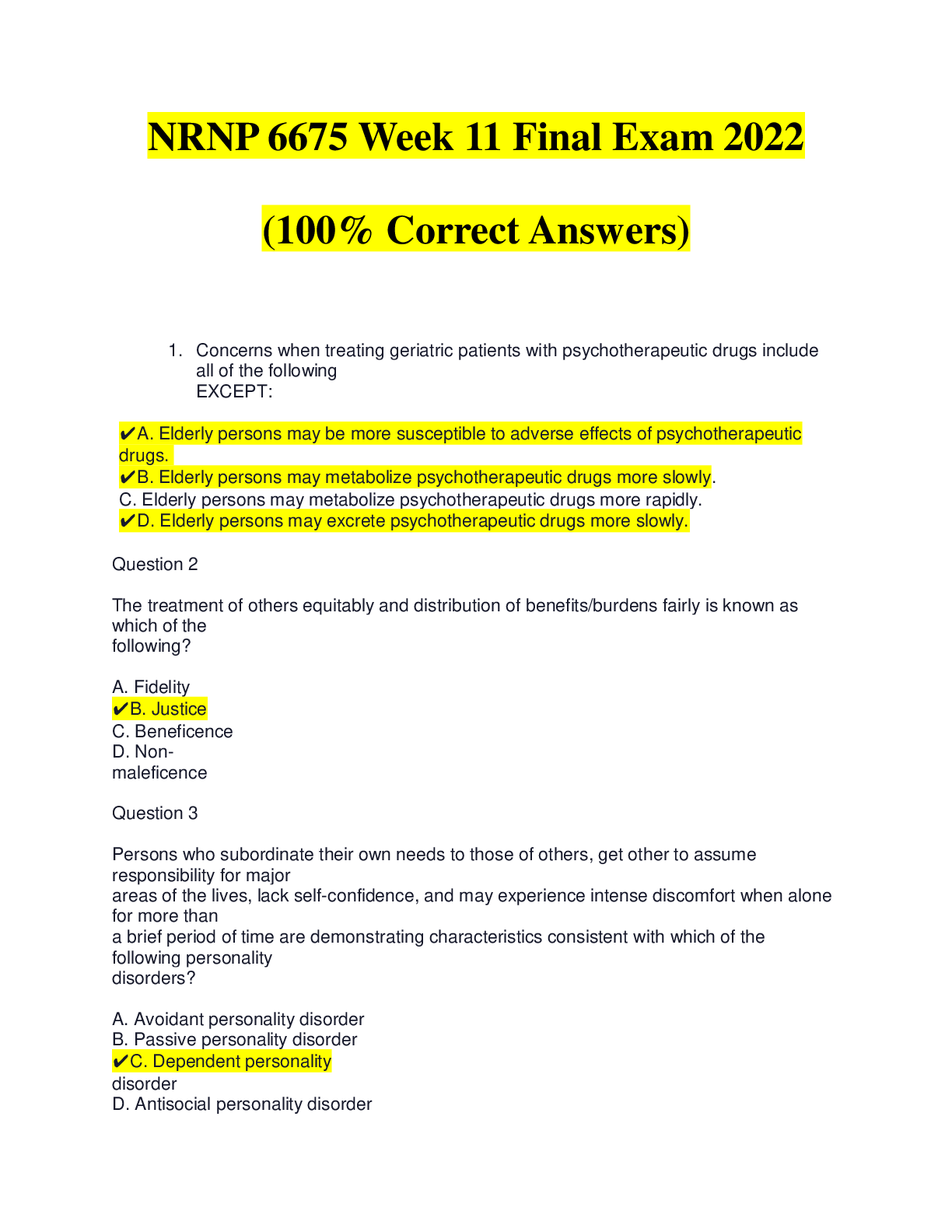 Preview image for NRNP 6675 Week 11 Final Exam 2022 (100% Correct Answers)